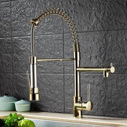Antique Brass Golden Kitchen Pull Out Mixer Sink faucet TG2098 - Kitchen Faucets