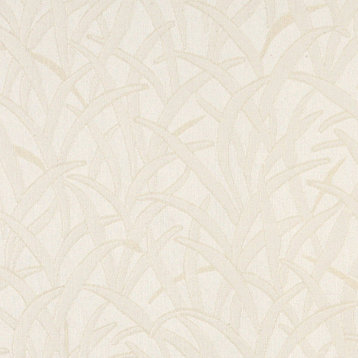Ivory White Blades Of Grass Woven Matelasse Upholstery Grade Fabric By The Yard