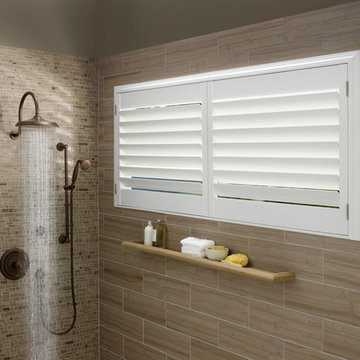 Contemporary White Bathroom Custom Window Shutters by Hunter Douglas