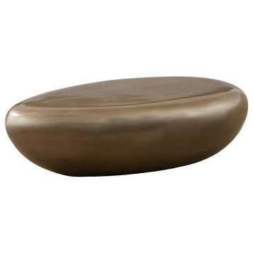 River Stone Coffee Table, Large, Resin, Bronze Finish