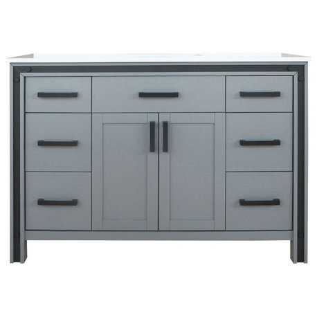 Lexora Home Ziva 48" Cultured Marble Top Single Vanity with Sink in Dark Gray