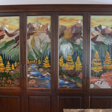 art glass for a kitchen pantry/cupboards and back splash