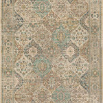 Karastan Rugs - Karastan Rugs Hartwell Beige 6'6"x9'6" Area Rug - Reminiscent of antique Kirman styles, the Persian influenced motif of Karastan's Hartwell Area Rug is refreshed in a cool palette of blue, green, beige, gray and coral. This debut of the Estate Collection combines modern conscious construction techniques with the lavish design details synonymous with Karastan's legacy for timeless traditional styles. Ideal for elegant entryways, luxurious living rooms, beautiful bedrooms, opulent offices and more, the area rugs of this collection are woven with Karastan's exclusive eco-friendly EverStrand, a premium recycled synthetic yarn created from post-consumer plastic water bottles. Silky-soft to the touch, this sustainable style is also durably designed to be wear and stain resistant.
