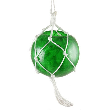 Lighted Roped Green Ball Outdoor Christmas Decoration, Clear Lights, 14.4"