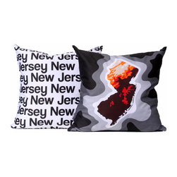 New Jersey map pillow, charcoal orange - Decorative Pillows