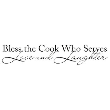 Decal Wall Sticker Bless The Cook Who Serves Love & Laughter, Black