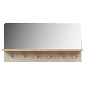 Alva 24" Mirror With Display Shelf & Six Storage Hooks