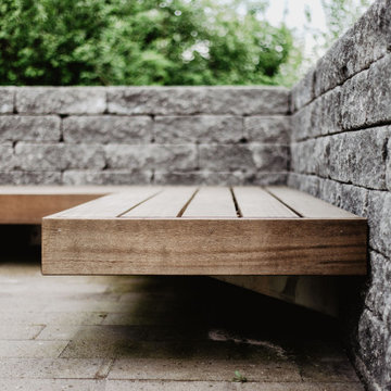 Moderner Hausgarten mit Basaltlava