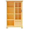 Classic Bookcase, 2 Sliding Doors With Window Pane Glass Front, Sunlight Yellow