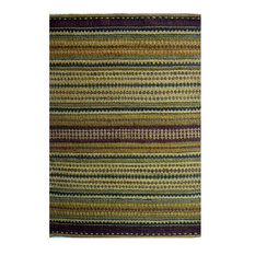 Handwoven Jute Rug, Olive and Burgundy Striped, 4'x6'