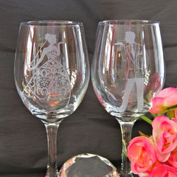Etched glass - Cocktail Glasses