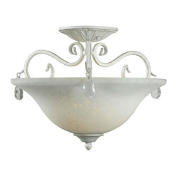 Kenroy Home - Kenroy Home Chamberlain 2 Light Semi Flush in Weathered White with White Scavo S - Flush-mount Ceiling Lighting