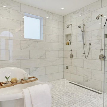 31 - Transitional Oxford Master Bathroom Doubld Shower Soaking Tub