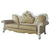 Picardy Sofa With Pillows, Antique Pearl and Butterscotch PU