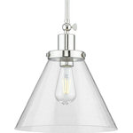 Progress Lighting - Hinton 1-Light Polished Nickel Clear Seeded Glass Vintage Pendant Hanging Light - Embrace stylish simplicity with the Hinton Collection 1-Light Polished Nickel Clear Seeded Glass Vintage Hanging Pendant Light.