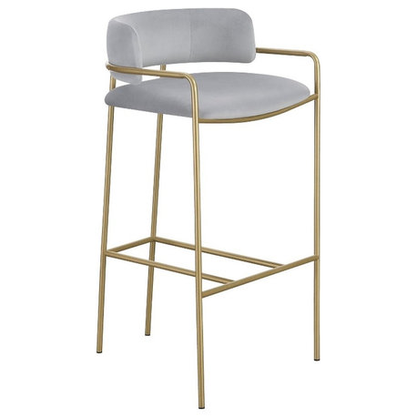 Coaster Comstock Velvet Upholstered Low Back Stool Gray and Gold