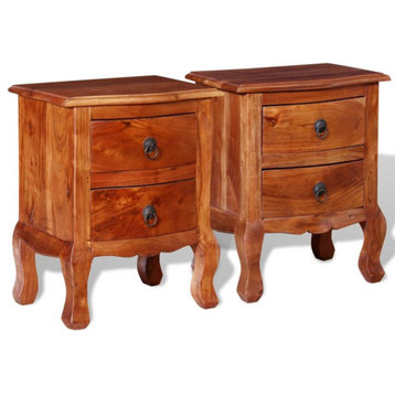 Vidaxl Nightstands With Drawers 2-Piece Solid Acacia Wood