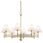 Hudson Valley Lighting - Classic No. 1 8-Light Chandelier With Off-White Silk Shade, Aged Brass - Designed by Mark D. Sikes
