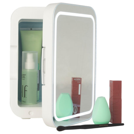 Skincare Fridge 4L or 6 Can Portable Refrigerator with 12V Charger & Power Cord, White