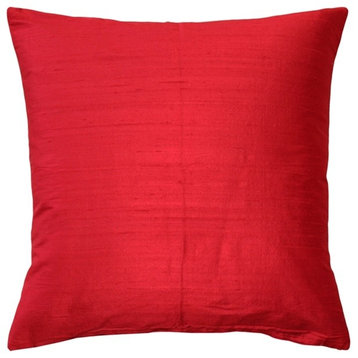 Pillow Decor Sankara Silk Throw Pillows 20"x20", Red