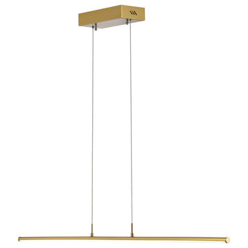 Conley 39.5" Adjustable Integrated LED Metal Linear Pendant, Brass Gold