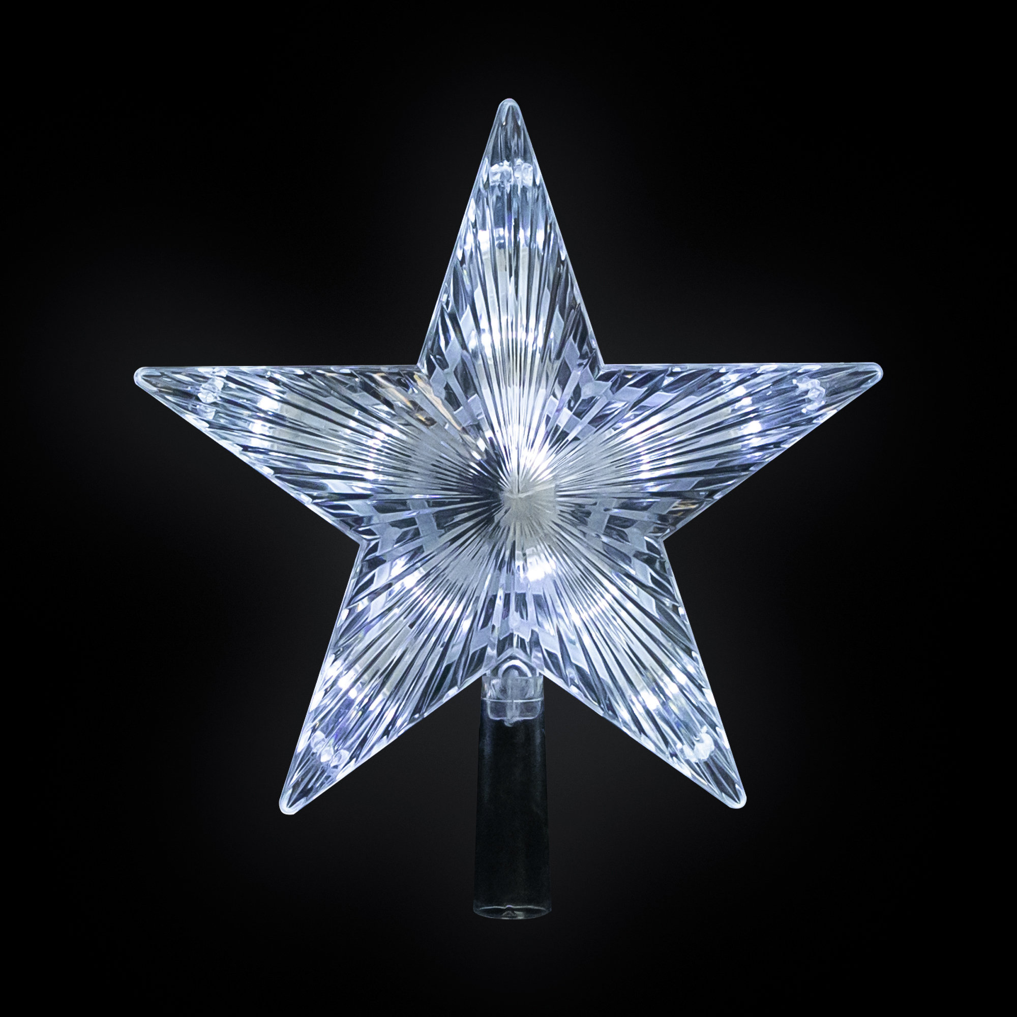 8.5" LED Lighted Clear 5 Point Star Christmas Tree Topper White Lights ...