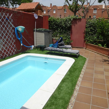Reforma de jardin con piscina y cerramiento en S.Planetas Tres Cantos
