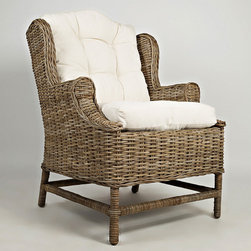 Jofran Beachcomber Kubu Rattan Accent Chair with Tufted Cushions - Products