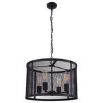 CWI Lighting - Heale 4 Light Drum Shade Pendant With Reddish Black Finish - A round chandelier to bring harmony to a rustic inchdustrial space. The Heale 4 Light Round Chandelier features an 18 inch drum shade pendant in metal mesh design. Finished in a dramatic reddish black color, this light fixture will make a striking addition to an urban industrial loft or a modern farmhouse home. Feel confident with your purchase and rest assured. This fixture comes with a one year warranty against manufacturers defects to give you peace of mind that your product will be in perfect condition.