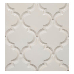 Mission Stone Tile - Beveled Arabesque Tile, Ivory, Sample - Tile