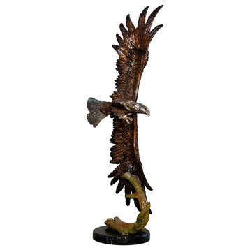 Eagle, 50", with Marble Base, Special Patina