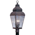 Livex Lighting - Livex Lighting 2594-07 Exeter - 3 Light Outdoor Post Top Lantern in Exeter Style - Finished in black with clear beveled glass, this oExeter 3 Light Outdo Bronze Clear Beveled *UL: Suitable for wet locations Energy Star Qualified: n/a ADA Certified: n/a  *Number of Lights: 3-*Wattage:60w Candelabra Base bulb(s) *Bulb Included:No *Bulb Type:Candelabra Base *Finish Type:Bronze