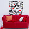 Kids Wall Decals I Love You Love Puzzle with Red Heart Love