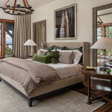 Upholstered Bed with round nightstands
