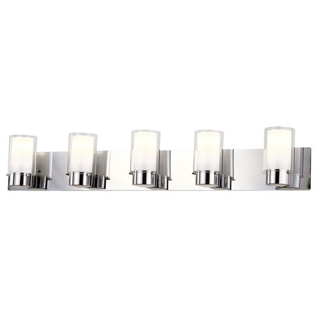 DVI Lighting DVP9055CHOP Five Light Vanity Essex Chrome w/ Half Opal Glass