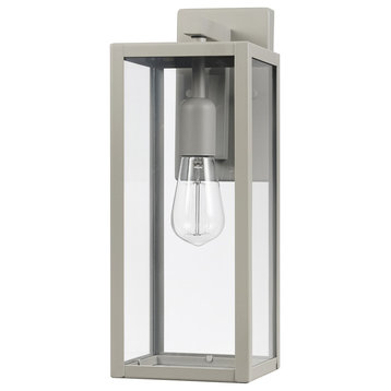 Bowery 1-Light Matte Gray Outdoor Indoor Wall Sconce with Clear Glass Shade