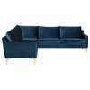 Anders Midnight Blue Fabric Sectional Sofa, HGSC835