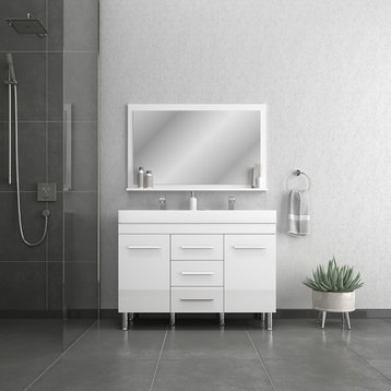 Ripley Double Modern Bathroom Vanity Set, 48", White