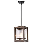 Jojospring - Nora 1 Light Wood and Fabric Shade Cage Pendant Antique Black Metal - Enjoy a touch of modern style perfectly enhanced by traditional elements with the one-light fabric shade pendant. This light fixture is crafted from genuine wood and iron for extra durability and beauty. The antiqued black finish on the metal paired with the medium-brown wood frame complements a variety of home decor motifs. The light features a shade to diffuse the light and deliver a welcoming glow. The shade appears white when the light is switch off to create a crisp, clean look.