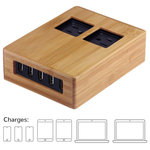 Great Useful Stuff - Power Hub 5 USB + 2 AC Charging Station, Eco-Friendly Bamboo, No Short Cords - * Power With An Innovative And Unique Design -- Our patented design packs a lot of power into your desktop with 5-USB Ports and 2-AC Ports. Plug in laptops, desk lamps, printers, etc. into the 2-AC Ports in the back and all your other smaller devices into the 5-USB Ports in the front. Turn ugly plastic power strips into a visually pleasing alternative to standard, utilitarian power strips.