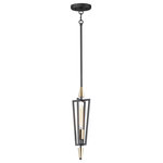 Maxim - Maxim Wings 1-Light Pendant 11653BKSBR - Black / Satin Brass - Sharp lines radiate from a pointed pin central body creating geometric angled wings that are sandwiched between matching conical fonts. Finished in a combination Antique Brass and Black, this collection is both contemporary and warm. Complete this look with vintage T10 light bulbs to for the full effect.