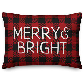 Merry & Bright Red Plaid 14"x20" Throw Pillow