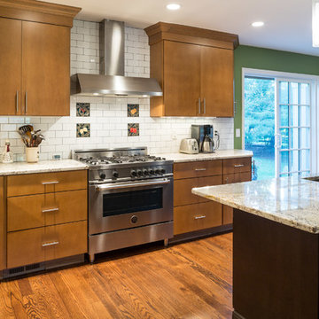 Slab Maple Chesnut Kitchen with Cafe Noir Island (Hoffsis)