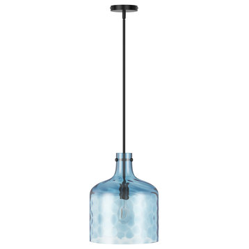 Modern Clear Water Glass Jar Pendant Light For Over Dining Room Table, Blue