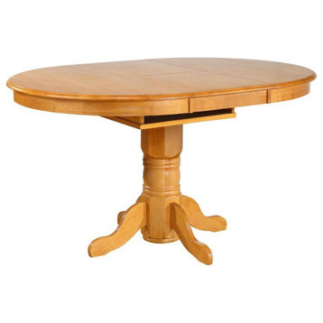 Sunset Trading Oak Selections 66" Oval Pedestal Extendable Wood Pub Table in Oak