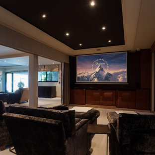 Trendy home theater photo in Nice