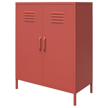 SystemBuild Bonanza 2 Door Metal Locker Storage Cabinet in Terracotta