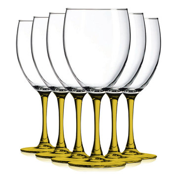 Nuance 10 oz Accent Stem Wine Glasses - , Bottom Amber