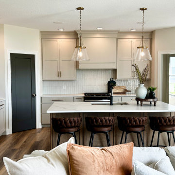 Accessible Beige Painted Kitchen with Birch Almond Accents