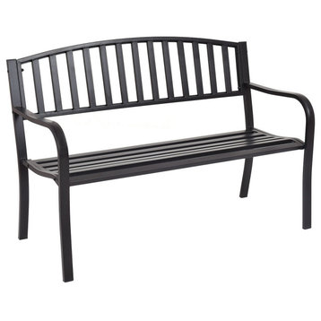 Costway 50'' Patio Garden Bench Outdoor Furniture Steel Slats Porch Chair Seat